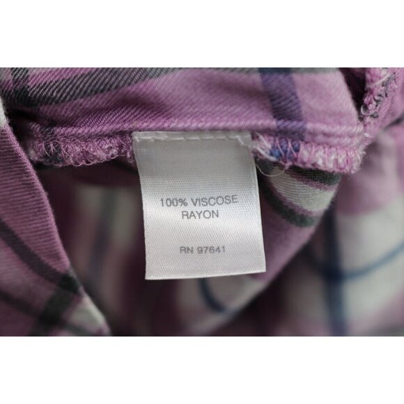 J.Jill Purple Plaid Button Up Tunic-Size Large/Petite-Viscose-Very Soft - Picture 7 of 12